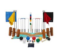 Uber Games Garden 4 Player Complete Croquet Set - Includes 4 Hardwood Mallets, 4 Composite Balls, 6 Steel Hoops, 1 Centre Peg, Hoop Smasher & Corner Flags - Premium Outdoor Game for Family Gatherings