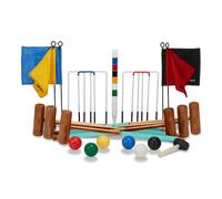Uber Games Garden 6 Player Croquet Set - Includes 6 Hardwood Mallets, 6 Composite Balls, 6 Steel Hoops, 1 Centre Peg, Hoop Smasher & Corner Flags - Premium Outdoor Game for Family Gatherings