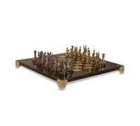 Uber Games Greek Roman Chess Set | Chess Pieces Made From Zinc In Gold & Silver Finish | Board Size: 28cm x 28cm | With a Foldable Wooden Storage Box