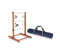 Uber Games Ladder Golf Game Set Rubberwood Ladder Garden Game - 12 Real Gold Bolas balls and canvas carry & storage bag - Suitable for families, kids & adults - Great game at parties