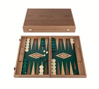 Uber Games Manopoulos Walnut With Green Oak Luxury Backgammon Set