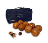 Uber Games Petanque Set with 8 Wooden Boules, Jack, Case and Measuring Tool