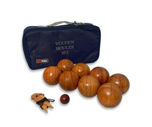 Uber Games Petanque Set with 8 Wooden Boules, Jack, Case and Measuring Tool