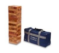 Uber Games - Tumble Tower - Varnished Hardwood - Size MEGA - Giant Garden Games - BUILDS UP TO 6 FT - Wooden Tumbling Towers with superior strength & Durability