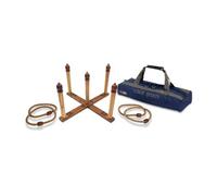 Uber Games - Wooden Quoits Set - Traditional Lawn Game - Pine Wood Base & Pegs - Rope Throwing Hoops - Canvas Bag Included