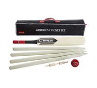 Uber Games Wooden Cricket Set - A fantastic entry level cricket set that includes a size 4 cricket bat, a junior wondaball, 4 wooden stumps and 2 x wooden bails. All in a nylon storage bag (4)