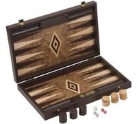 Uber Walnut Burl Backgammon Set - Quality Walnut Burl Backgammon Boards with natural pattern and knotting detail. 47.5cm x 60cm x 3.75cm when open. Made in Greece