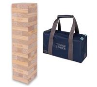 Ubergames Giant Wobble Tower up to 120+ cm XXL Jumbo Hi-Tower in Bag - 1.2 m (Max in Game. Solid Pine Wooden Tower Game - Extra Luxury Blocks and Bag (up to 120+ cm)
