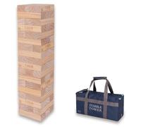 Ubergames Giant Wobble Tower up to 90+ cm XXL Jumbo Hi-Tower in Bag - 0.9 m (max in the game. Solid Pine Wooden Tower Game - Extra Luxury Blocks and Bag (up to 90+ cm)