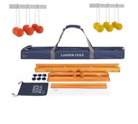 Ubergames Original 2024 Ladder Golf Game - Top Quality Ladder Game Throwing Game - Professional with Official Soft Bolas (Fluorine Orange and Yellow) - Unbreakable Rods - Luxury Bags