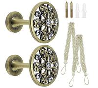 UBERMing Curtain Holdbacks 2 Pcs Vintage Retro Wall Mounted Metal Hangers Draperies Curtain Tiebacks Hook with Woven Curtain Ties for Home Living Room Bathroom Closet - Zinc Alloy
