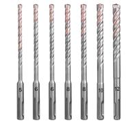 UBESTHS SDS Plus Drill Bit Set 7-Piece Diameter 5-12 mm 4 Cutter Hammer Drill Bits for Concrete, Stone & Masonry, Sizes: 5, 6, 6, 8, 8, 10, 12 mm