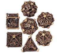 UBEUCK 7pcs DND Dice Set, Dungeons and Dragons Dice and Mechanical Geared Dice Design,Unique Metal Dice Set,Steampunk Polyhedral Dice Games Set for RPG,MTG,Pathfinder, D and D Dice Set (Bronze Gear)