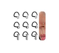 UBGICIG 20G Nose Rings for Women - 316 Surgical Steel L Shaped Nose Studs Cork Screw Nostril Piercing Jewelry 1.5/2/3mm CZ, 9Pcs-Screw-3mm CZ, Stainless Steel, cubic zirconia