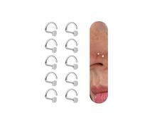 UBGICIG 20G Nose Rings for Women - 316 Surgical Steel L Shaped Nose Studs Cork Screw Nostril Piercing Jewelry 1.5/2/3mm CZ, 10Pcs-Screw-2mm CZ, Stainless Steel, cubic zirconia
