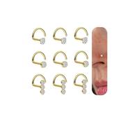 UBGICIG 20G Nose Rings for Women - 316 Surgical Steel L Shaped Nose Studs Cork Screw Nostril Piercing Jewelry 1.5/2/3mm CZ, 6Pcs-LShape-2mm CZ, Stainless Steel, cubic zirconia