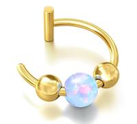 UBGICIG Opal Fake Nose Ring 20G - 14K Gold Nose Ring Faux Nose Rings For Women Fake Nose Piercings Green/Pink/Blue/White/Red/Purple/Dark Green Opal 8mm, Stainless Steel, no gemstone