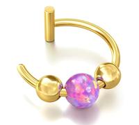 UBGICIG Opal Fake Nose Ring 20G - 14K Gold Nose Ring Faux Nose Rings For Women Fake Nose Piercings Green/Pink/Blue/White/Red/Purple/Dark Green Opal 8mm, Stainless Steel, no gemstone