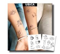 UBICA Semi-Permanent Tattoo - Cute Wine Glass Puppy Design, 2 Sheets Minimalist Fine Line Temporary Tattoos, Realistic & Waterproof, Non-Reflective, Lasts 1-2 Weeks for Arm, Exquisite Packaging