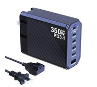 Ubigbuy 350W USB C Charger, 6-Ports PD3.1 140W Fast Charging Station, GaN Foldable Charger Block for MacBook Pro/Air, iPad, iPhone 16 15 Pro Max, Galaxy S24/S23 Ultra and More
