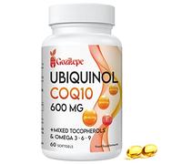Ubiquinol CoQ10 600mg Softgels with Omega 3, 6, 9 & Vitamin E, 30 Servings Coenzyme Q10 (Active Antioxidant Form) for Higher Absorption, Heart & Energy Production, 60 Count(Pack of 1)