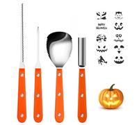 Ubitree 4 PCS Halloween Pumpkin Carving Kit with Stencils, Professional Heavy Duty Stainless Steel Pumpkin Carving Tools Set, Pumpkin Carving Tools for Kids and Adult