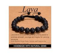 UBJSFASASND Black Lava - Stone of Calm - Yoga Natural Stone Crystal Healing Power Energy Gifts for Unisex Adult Bracelet Macrame Adjustable 10mm