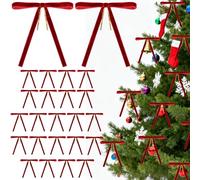 UBJUBT 36 PCS Christmas Tree Bows, 13.5 x 19 cm Red Velvet Bows for Christmas Tree, Vintage Bows for Christmas Tree for Xmas Home Outdoor Indoor Party Decor