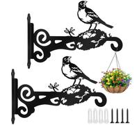 UBJUBT Hanging Basket Bracket Outdoor, 6-Inch 2 Packs Iron Hanging Basket Hooks, Rustproof Plant Hanger for Bird House, Wind Chime, Bird Feeder, Plant, Garden Lights and Garden Planters