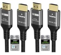 Ubluker 10K 8K 4K HDMI Cable 48Gbps 1.5M, Certified Ultra High Speed HDMI® Cable 4K 240Hz 144Hz 8K 60Hz 0.01ms HDR10+ ARC eARC HDCP2.3 N-etflix R-oku TV PC Monitor Projector PS5 X-box (Pack of 2)