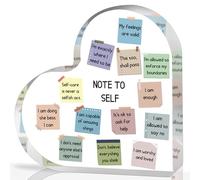 UBLURO Note to Self Motivational Decor - Acrylic Heart Gift Therapy Mental Health Print Decorations for School Counseling Office, Therapy Desktop Art Decoration