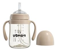 UBMOM No-Spill, Backflow Prevention Sippy Cup with Straw, PPSU Learner Cup with Handle for Baby and Toddlers, BPA Free, 6.76oz (Chocolate)