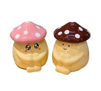 UBOHUZ 1Set Cartoon Mushroom Shape Ceramic Mug Cute Household Breakfast Mugs Office Coffee Cup with Lid Couple Water Cups Drinkware for Couples