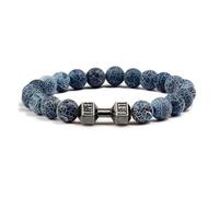 UBOHUZ 2 Pcs Stone Beads Bracelets Bangles Women Jewelry Men Bracelet Metal Accwssories Bileklik Couple for Women(19cm,Black wind fossil)