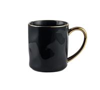 UBOHUZ 2PCS Gold Rim Mug with Handle Ceramic Coffee Cups Teacup Milk Juice Water Cup Home Couple Gift Drinkware for Couples(Dark Gray)