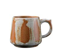 UBOHUZ 2PCS Painted Ceramic Coffee Mug Handmade Retro Tea Mug Coarse Pottery Coffee Cup Creative Household Water Cup for Couples(White)
