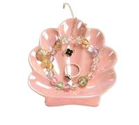 UBOHUZ 2PCS Shell Trinket Dish, Ceramic Ring Holder/Jewelry Tray Cute Organizer Plate Vanity Decorations Accessories For Home Décor Bathroom for Women(Pink)