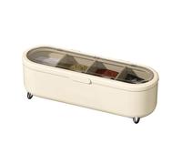 UBOHUZ 4 Grid Seasoning Box Large Capacity Sealed Spice Jar Multi-Purpose Storage Case Kitchen Accessories For Salt Sugars for Salt Sugar Spice Pepper(Beige)