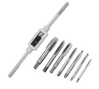 UBOHUZ 6/8 Pcs T Handle Both Way Ratchet Tap Wrench Adjustable Hand Tapping Tools Screw Thread Drill Bit Set Milling Taps for Taps, Reamers(8pcs)