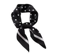 UBOHUZ 70cm Polka Dot Printed Silk Scarf For Women Imitation Silk Simple And Elegant Headwear Clothing Square Scarf For Daily Use, Leisure(Black)