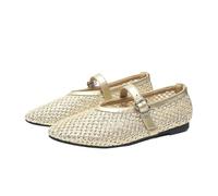 UBOHUZ Air-mesh Flats Women Round Toe Cutout Summer Shoes Ankle Belt Hollow Out Big Size For Women(Color 4,Size39)