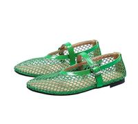 UBOHUZ Air-mesh Flats Women Round Toe Cutout Summer Shoes Ankle Belt Hollow Out Big Size For Women(Color 6,Size41)