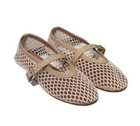 UBOHUZ Mesh Black Ballet Shoes Women Flats Sandals Hollow Out Breathable Single Fishnet For Women(Color 6,Size37)