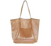 UBOHUZ Mesh Shower Bag 2 Pcs Tourist Shoulder Bag Handbag Outdoor Large Capacity Portable Beach Bag For Dorm，Bathroom(Khaki)