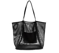 UBOHUZ Mesh Shower Bag 2 Pcs Tourist Shoulder Bag Handbag Outdoor Large Capacity Portable Beach Bag For Dorm，Bathroom(Black)
