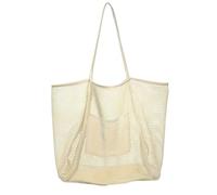 UBOHUZ Mesh Shower Bag 2 Pcs Tourist Shoulder Bag Handbag Outdoor Large Capacity Portable Beach Bag For Dorm，Bathroom(Beige)