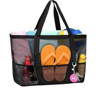UBOHUZ Mesh Shower Bag ExtraLarge Mesh Beach Tote Bag Polyester, MultiPocket Design For Swim Gear Toys Storage, For Family Vacations For Dorm，Bathroom