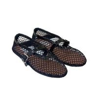 UBOHUZ Net Flat Fashion Sandals Summer Round Head Breathable Non-slip Line Button Fishnet Shoes Ladies For Women(Size36)