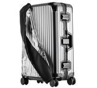 UBOHUZ No Disassembly Required Suitcase Cover Elastic Waterproof Luggage Dust PVC Transparent Clear Protector for Suitcase(Black,20inch)