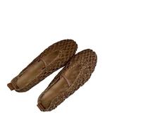 UBOHUZ Round Toe Woven Ballet Flats Shoes For Women With Memory Foam Comfortable With Breathable Mesh Design For Women(Brown,Size 38)